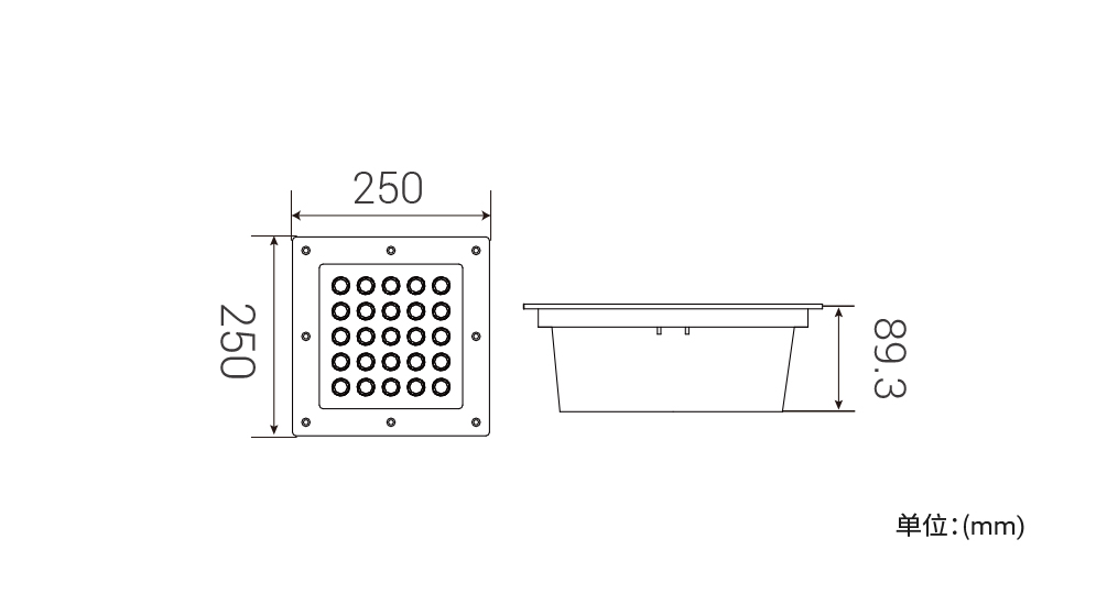 YD-DT-250-B 方型地埋投光灯